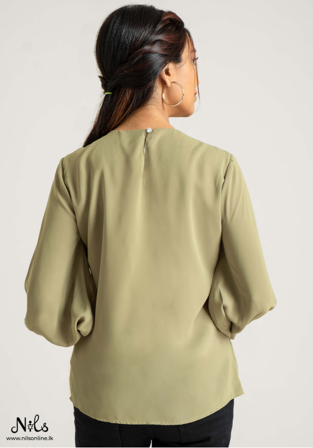 TATUM APPLE GREEN LARGE SLEEVE TOP